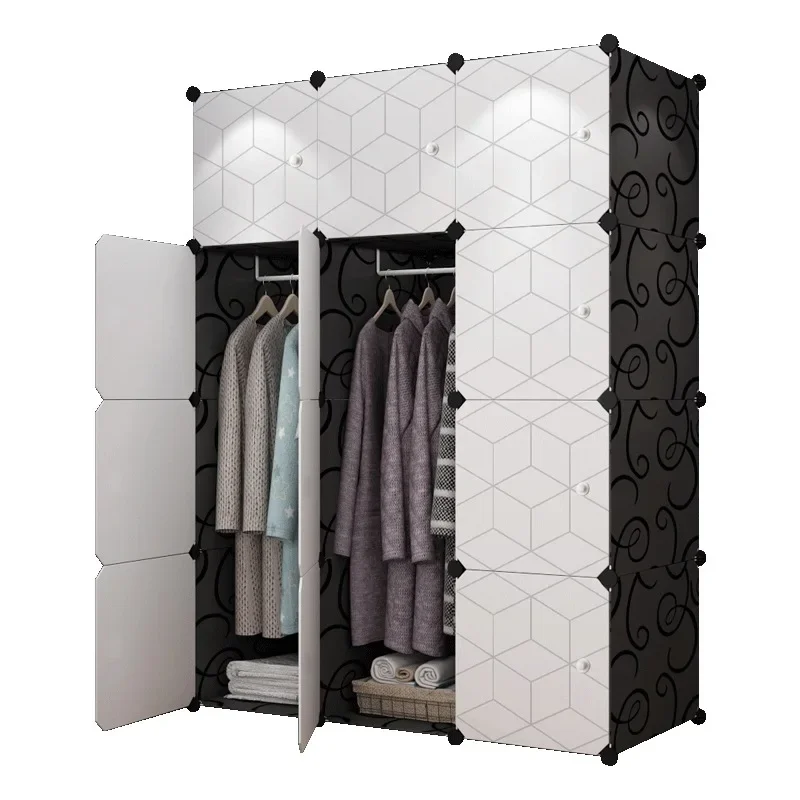 

Simple wardrobe assembly storage cabinet hanging clothes combination plastic simple modern wardrobe dormitory student iron wardr