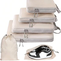 Set/6 pcs Compressible Packing Travel Storage Bag Cubes Waterproof Suitcase Nylon Portable With Handbag Luggage Organizer