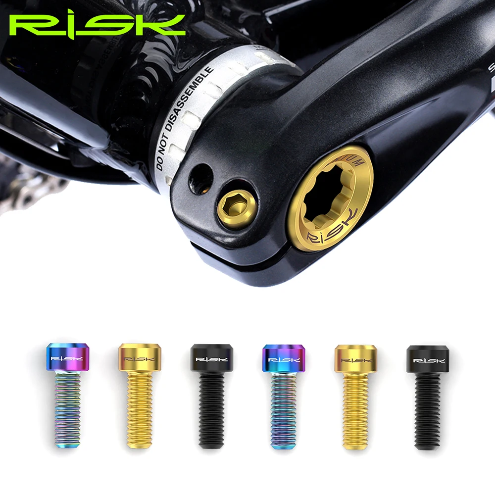 RISK 2pcs M6 * 18mm MTB 자전거 티타늄 합금 크랭크 볼트 디스크 브..