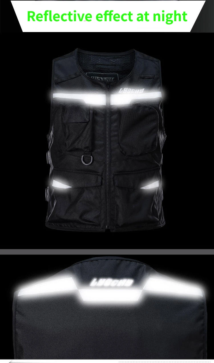 LYSCHY Motorcycle Reflecting Vest Winter Reflective Bike Jacket Men Motocross Riding Equipment with Protective Gear Safety Vest