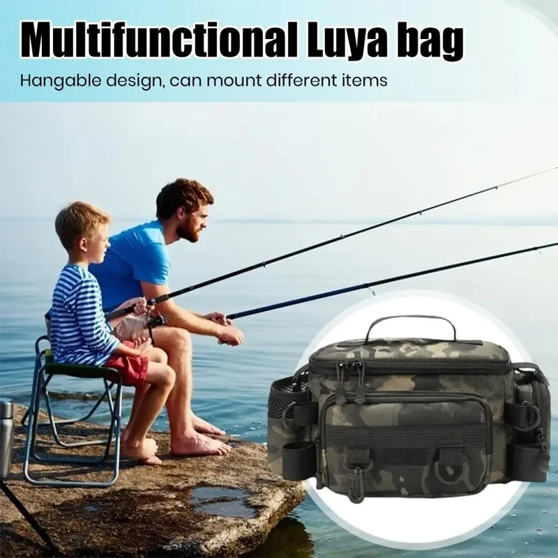 Description Picture 2 of itemFishing Tackle Bags Waist Pack Fishing Rod Holder Bag Outdoor Sports Bag Utility Storage Outdoor Camping Shoulder Crossbody Bag