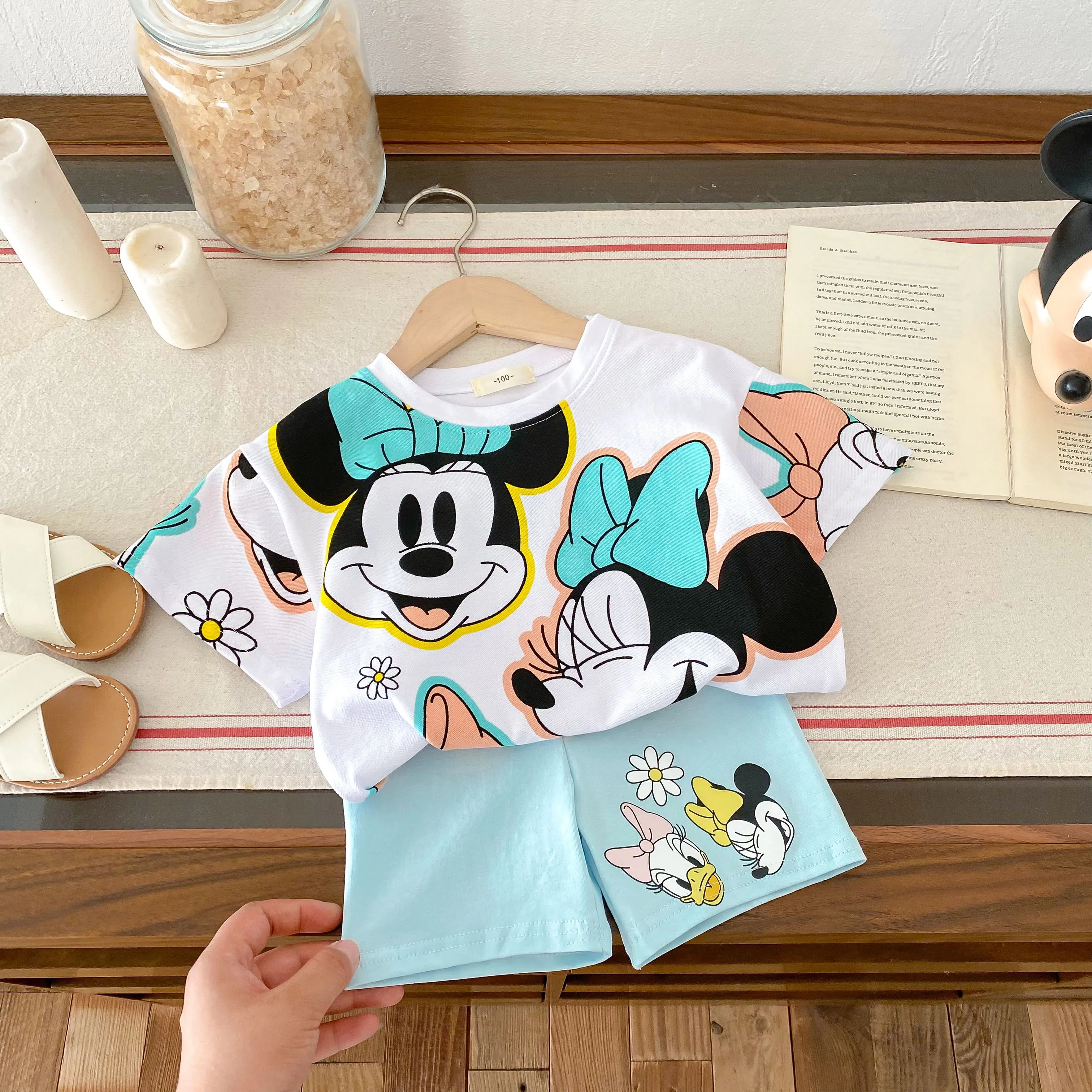 Minnie Set For Girl Clothes Summer Short Sleeve 2piece Outfits Toddler Costume Disney Cartoon Casual Suit Popular Design Brand 4