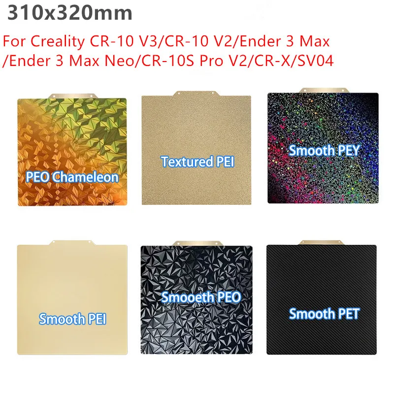 Energetische doppelseitige glatte peo pet pei Federstahl platte 310x320mm für ender 3 max/CR-10 pro v2/kobra plus/sovol sv04