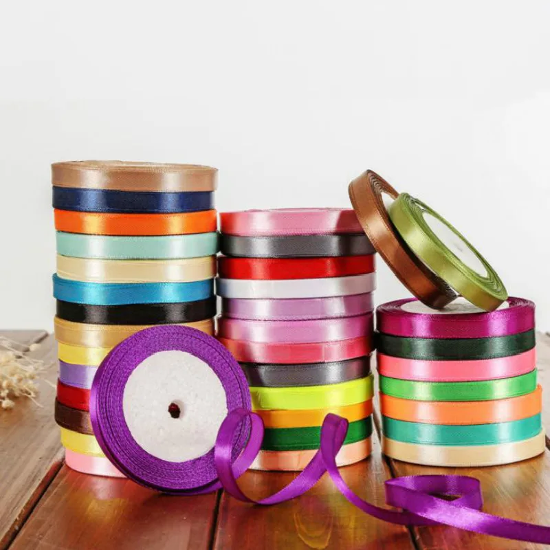 22Meter/Roll 0.6Cm 1Cm 1.5Cm 2Cm 4Cm 5Cm Zijde Satijn Linten Ambachten boog Handgemaakte Gift Wrap Party Wedding Christmas Decorations