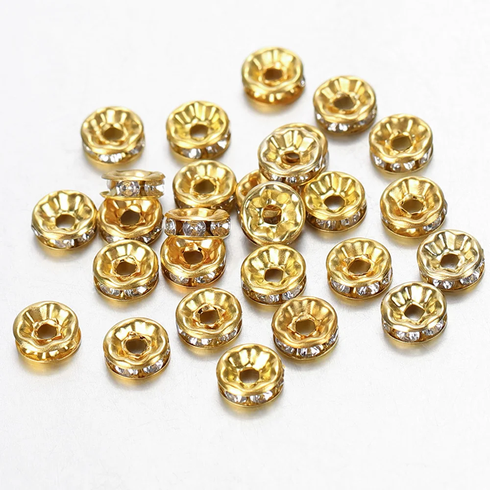 100 Stück 4–10 mm Strass-Abstandsperlen, Leichtmetall-Radperlen für DIY-Armbänder, Halsketten, Ohrringe, Bekleidungszubehör – Detail 12