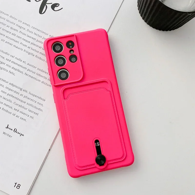 Premium Fine Hole Sliding Card Holder Silicone Phone Case – Shockproof Soft Back Cover