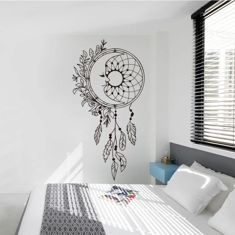 

1pc NEW Dreamcatcher Wall Sticker Vinyl Removable Decals Creative Beautiful Flower Sticker For Bedroom Living Room House Decor