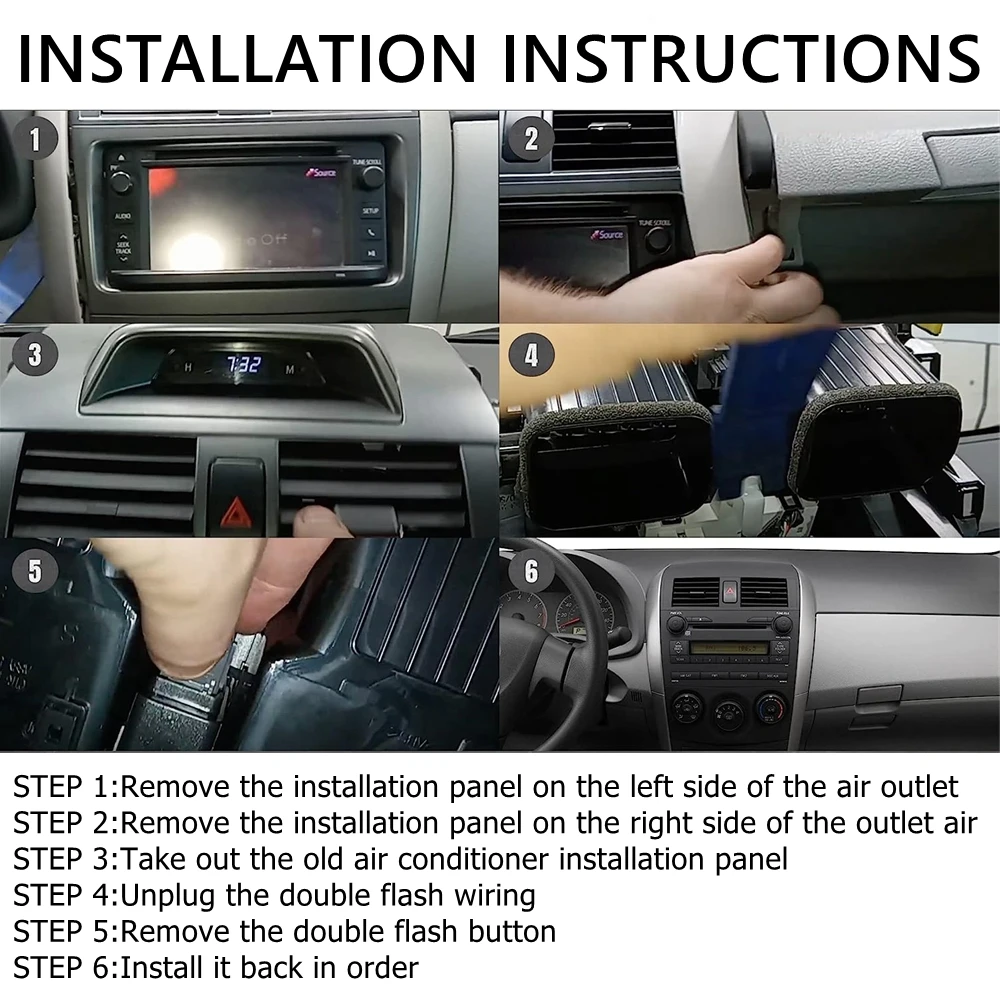 55670-02160 Center Dash A/C Outlet Air Vent Panel fit for Toyota Corolla 08-13 Conditioning Outlet Panel Grille Cover55663-02060