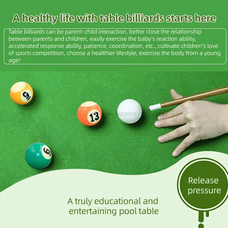 Small Standard Foldable Indoor Pool Table Set Children's Play Sports Balls Home Version Family Fun Entertainment