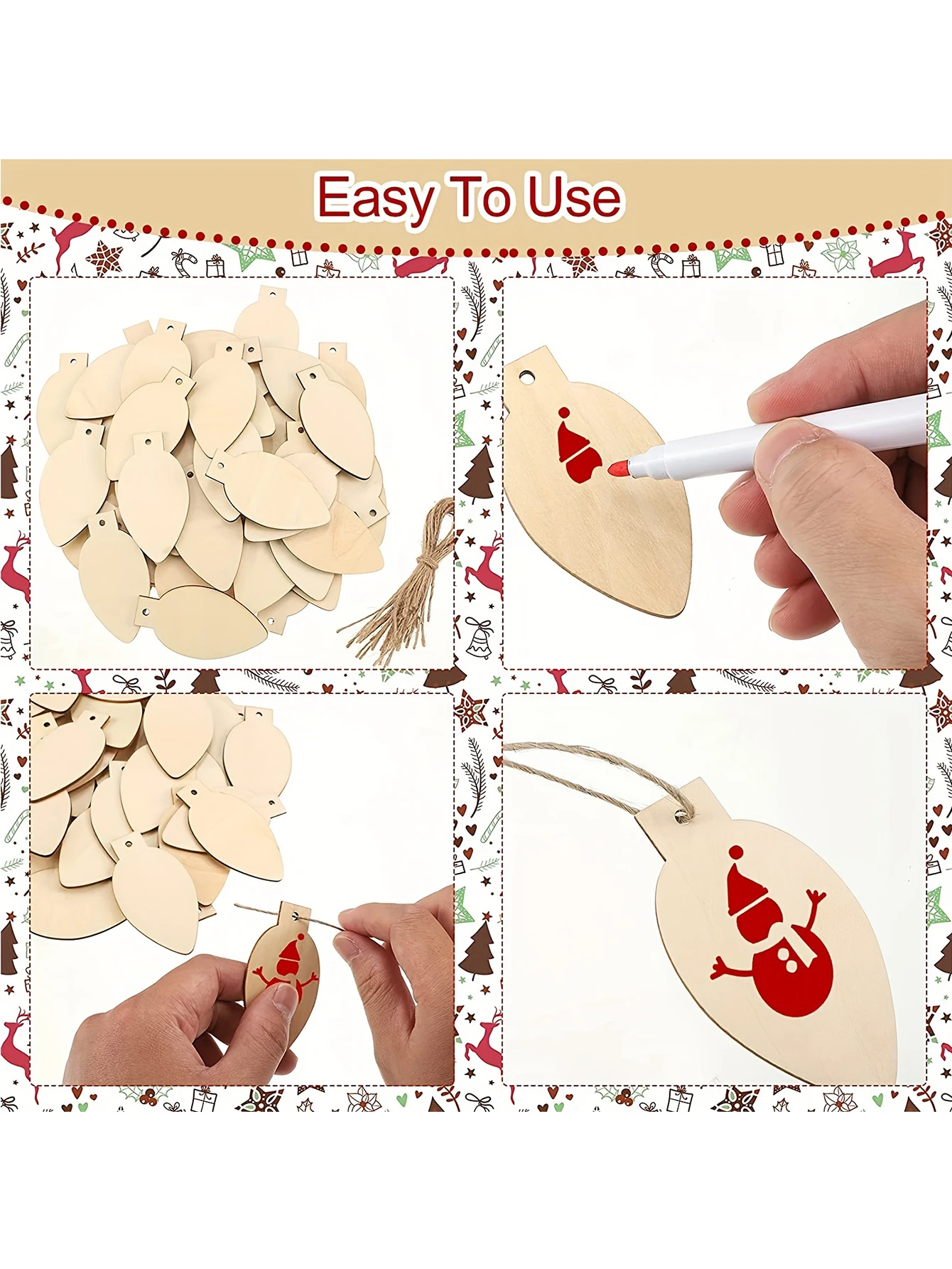 Unfinished Christmas Wood Leaves 4