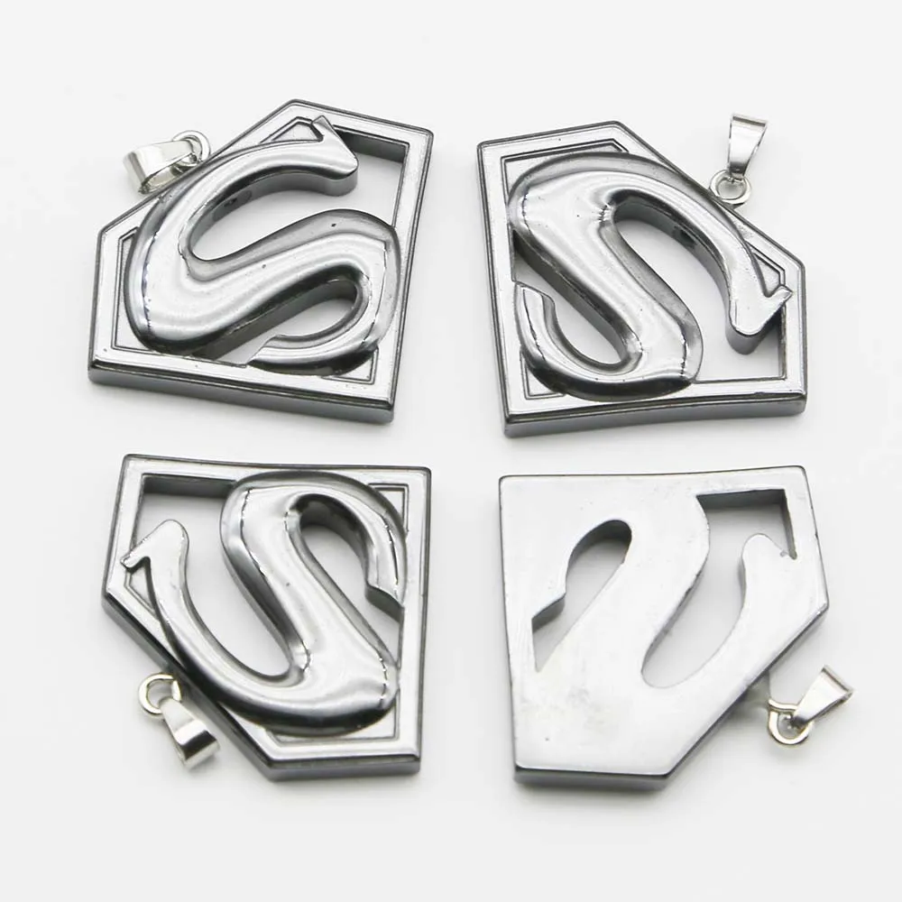 

12 шт., подвеска с буквой S из гематита