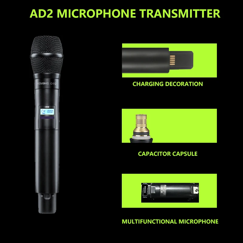 AD4G wireless microphone ad2ksm9 condenser microphone ultra-high frequency long-distance UHF performance wedding microphone