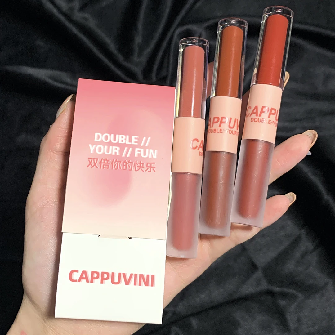 Double headed Lip Glaze Long lasting Matte Waterproof and Sweatproof Lipstick Sexy Lip Makeup for Daily Use