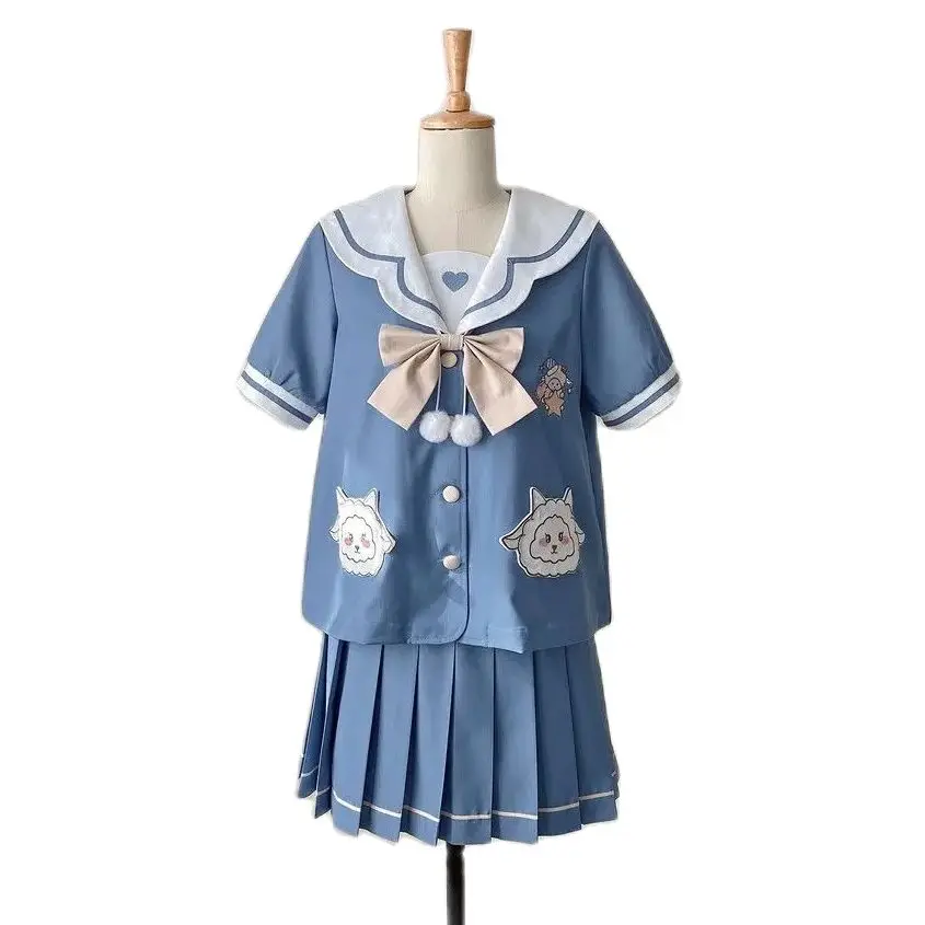 Japan Genuine Jk Uniform Spring Cute Long-Sleeved Short-Sleeved Sailor Suit Schoolgirls Sailor Tie Pleated Skirt Outfit Women
