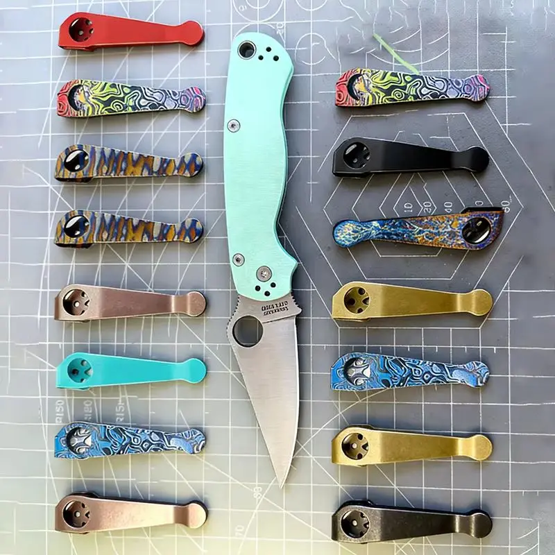 CNC-Titan-Taschenmesser-Clip mit Rückenklammer für Spyderco C81 Paramilitary2 Para3 C223 G10 Police C10 Delica4 Endura4 C11