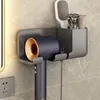 Hair Dryer Holder Wall Bathroom Shelf Without Drilling Plastic Hair Dryer Stand with Storage Box Toilet Blower Holder Shelf 2