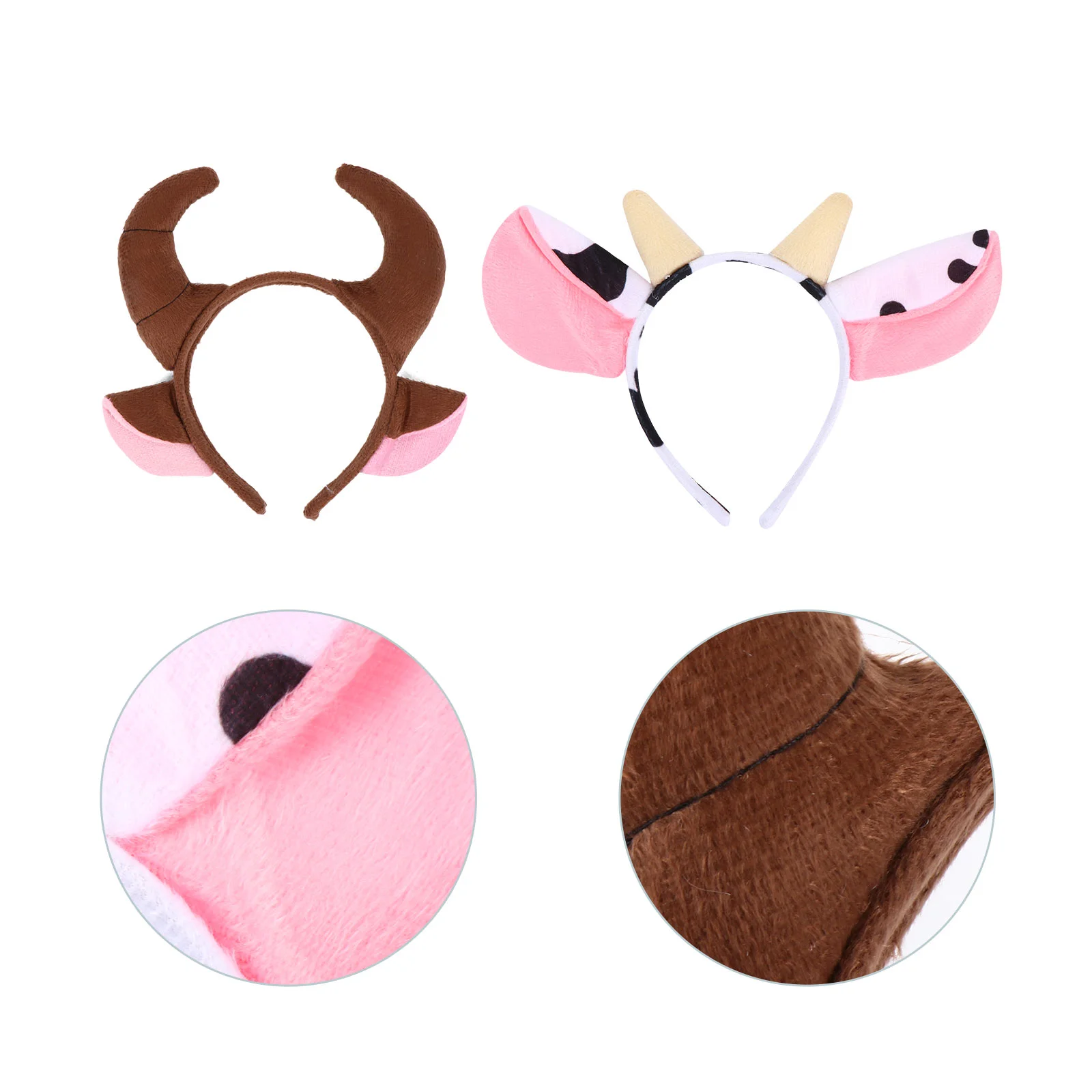 

2pcs Cow Headband Ears Horns Headband Costume Hat Leopard Hairhoop Hair Accessiores for Christmas Party Show Performance Gift
