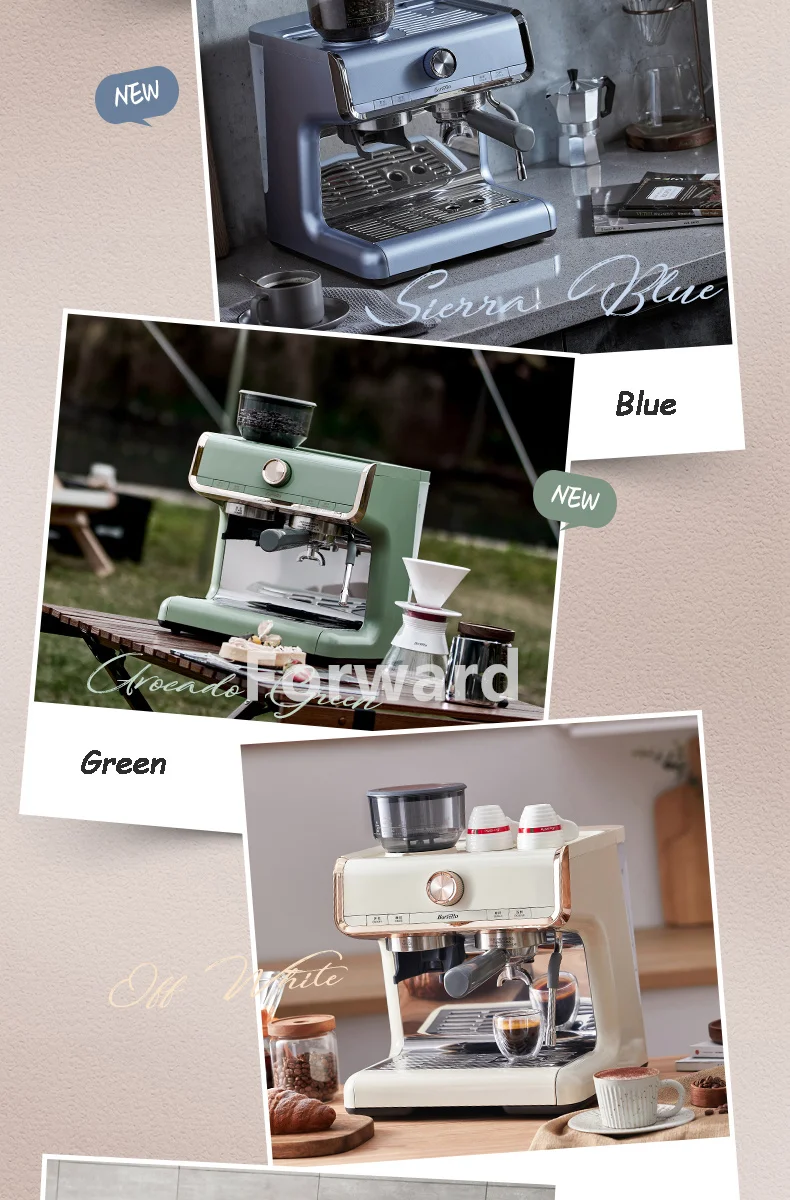 Description Picture 4 of item250g Bean Hopper 30 Level Thickness Adjust Espresso Coffee Machine Electric Grind Brew Coffee Maker Milk Frother 2.8L Water Tank