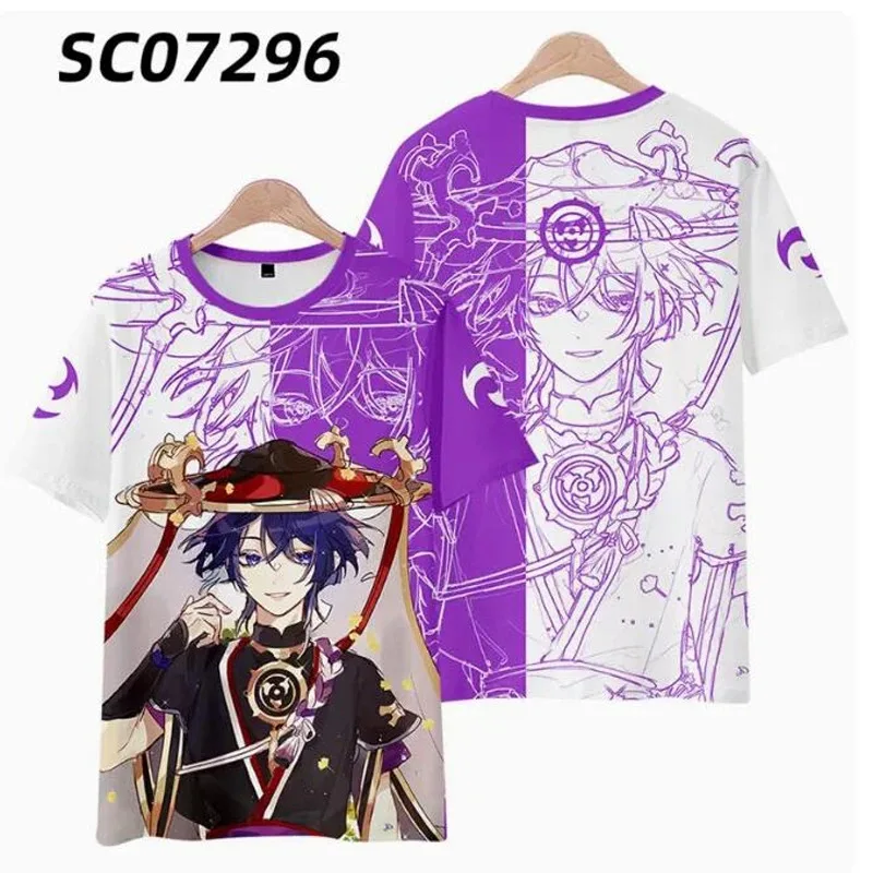 Anime Genshin Impact Scaramouche 3D T Shirt Women Men Summer Fashion Short Sleeve Funny Tshirt Graphic Tees Streetwear Cosplay