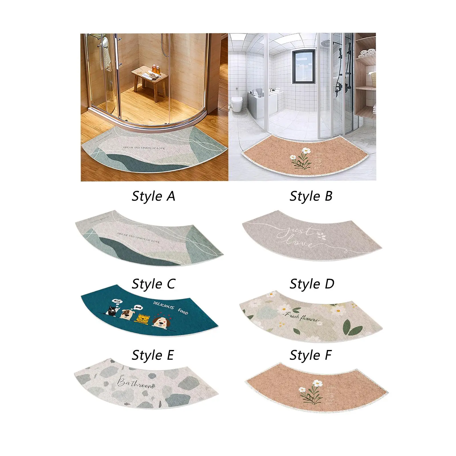 Bathroom Anti Slip Mat Curved Shower Bath Mat for Tub Laundry Room Bathroom