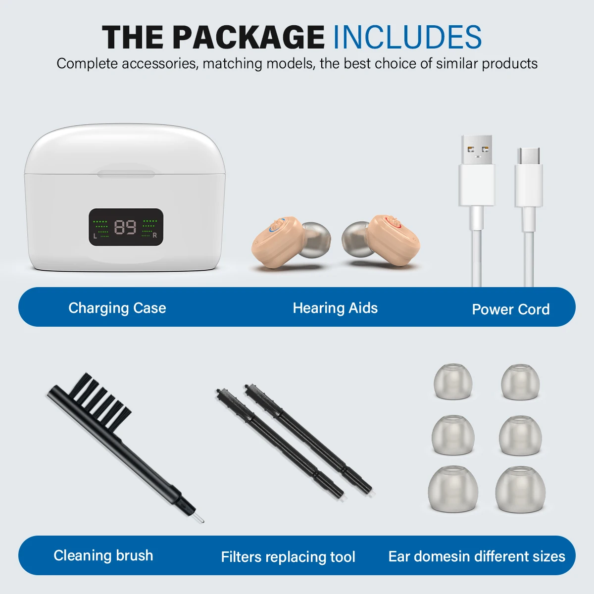Wireless Charging Hearing Aid-with LED Power Capacity Display Invisible Mini Loudspeaker Suitable for Adults and the Elderly 6