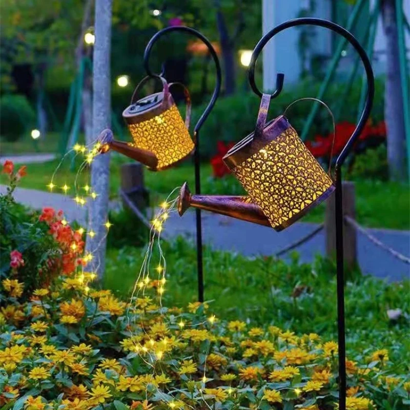 

Solar Powered Watering Can Sprinkles Fairy Waterproof Shower Art LED Light Lantern For Outdoor Garden Lawn Courtyard Decoration