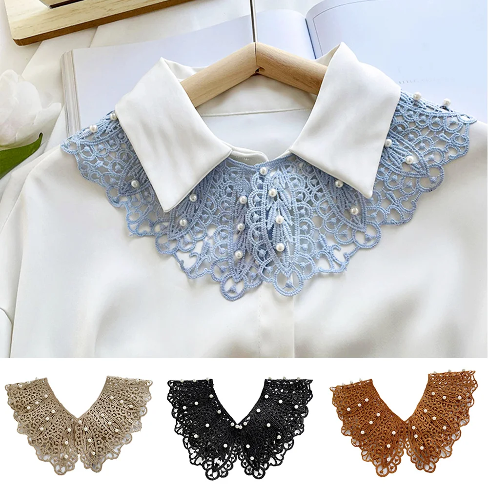 

Pearl Hollow Fake Collar Ladies Shawl Wrap Removable Neck Ties Shawl Embroidered False Collar Detachable Shirt Clothes Accessory