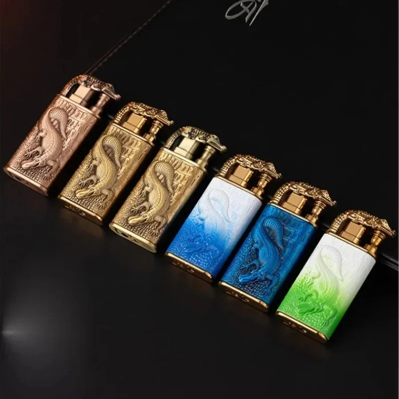 

Cigarette Lighter Metal Smoking Accessories Windproof Lighter Torch Double Flame Butane Gas Lighters Gift Jet Crocodile Dragon