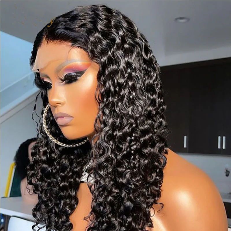 

Natural Black Full Lace Silk Base For Women Silk Top Wig Kinky Curly Remy Human Hair Glueless Pre Plucked With Baby Hair Wig