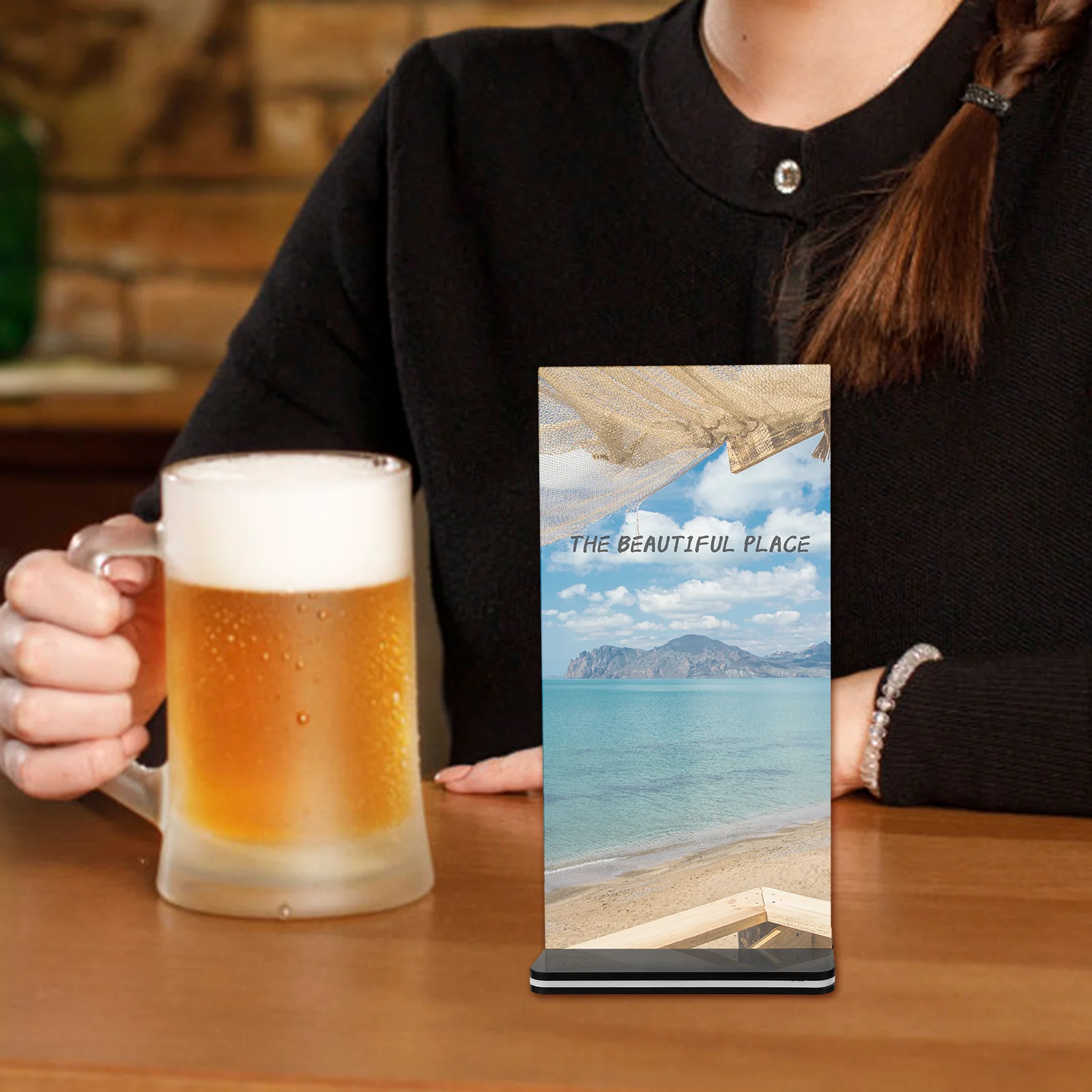 테이블용 간판 스탠드 그림 홀더, 디스플레이 보드 선반, 메뉴 아크릴 스탠드