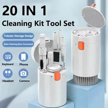 Kit di pulizia digitale 20 in 1 Telecamera per telefono Tastiera portatile Spazzola per pulizia Chiave Detergente per schermo Collettore di polveri Regalo di Natale