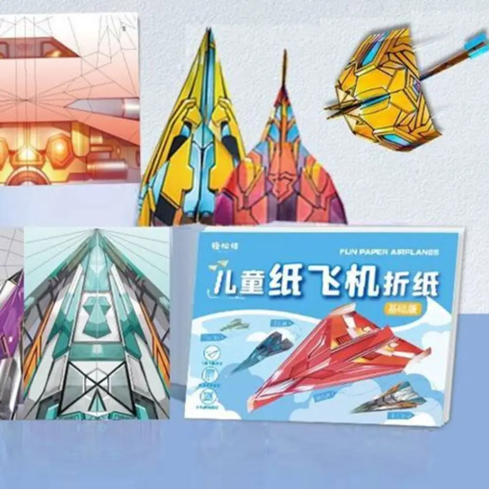 Paper Handmade Airplane Origami Montessori Art Learning Airplane Origami Set Cartoon 3D Versatile Paper Aircraft Toy