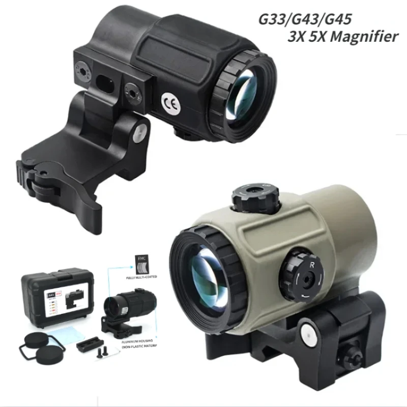 

Eotech High Quality G33/G43/G45 3X 5X Magnifier Optical Rifle Scope with Flip To Side Picatinny Rail QD Mount 558 Red Dot Sight