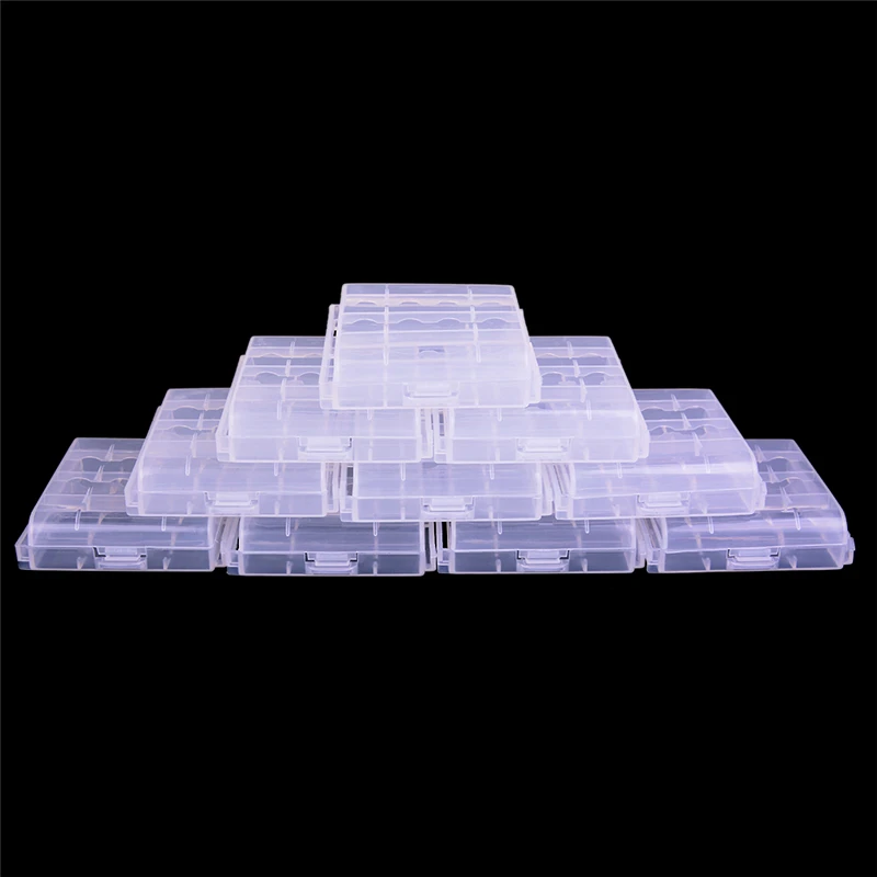 10pcs 4 Slots AA AAA Plastic Battery Holder Storage Box Case Cover Rechargeable Container Organizer