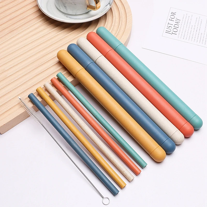 Reusable Food Grade Silicone Straws Straight Drinking Straw With Cleaning Brush Set Party Bar accessory drinking straws