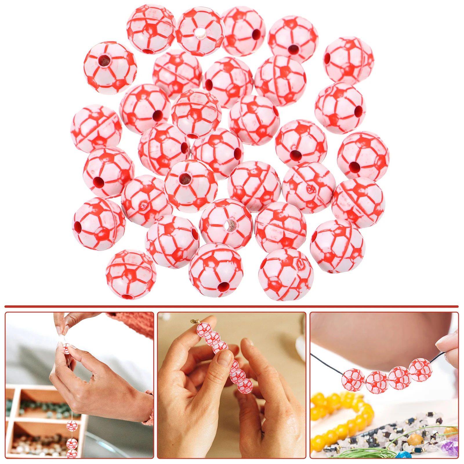 

50 Pcs Soccer Ball Football Beads DIY Jewelry Pendant For Bracelets Making Charms Keychain Acrylic