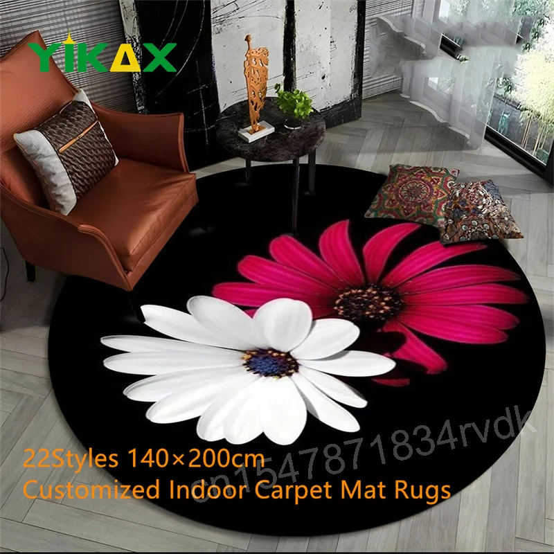 

3D Daisy Flower Sunflower Round Area Rug Nordic Children's Bedroom Carpet for Living Room Sofa Large Decor Non-slip Floor Mats