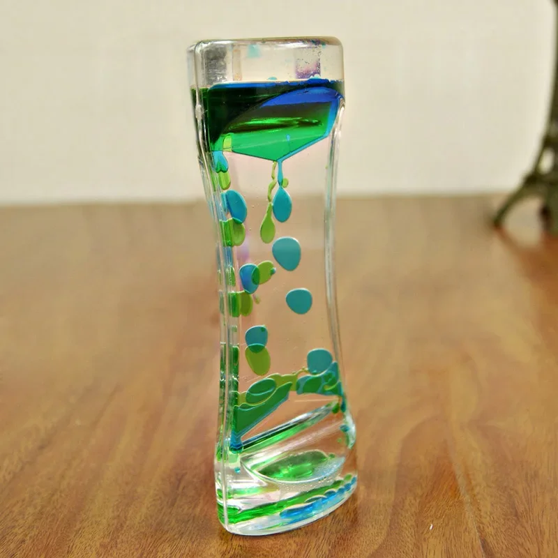 Liquid Hourglass Timer Double Colors Oil Floating Motion Bubbles Desk Decor Kids Toy
