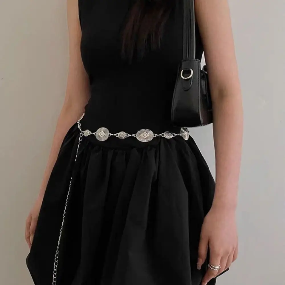 Retro Ethno-Stil Taillenkette Metall Silber Bohemian Vielseitiger Gürtel Kleid Dekoration Pullover Kette – Detail 5