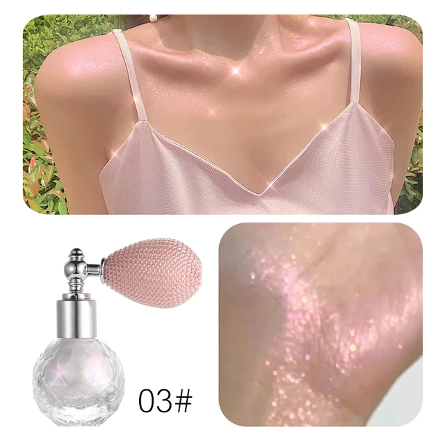 Shiny Glitter Body Powder Highlighter Spray with High Gloss Shines and Sparkling, Suitable for Face and Body Makeup Highlighter