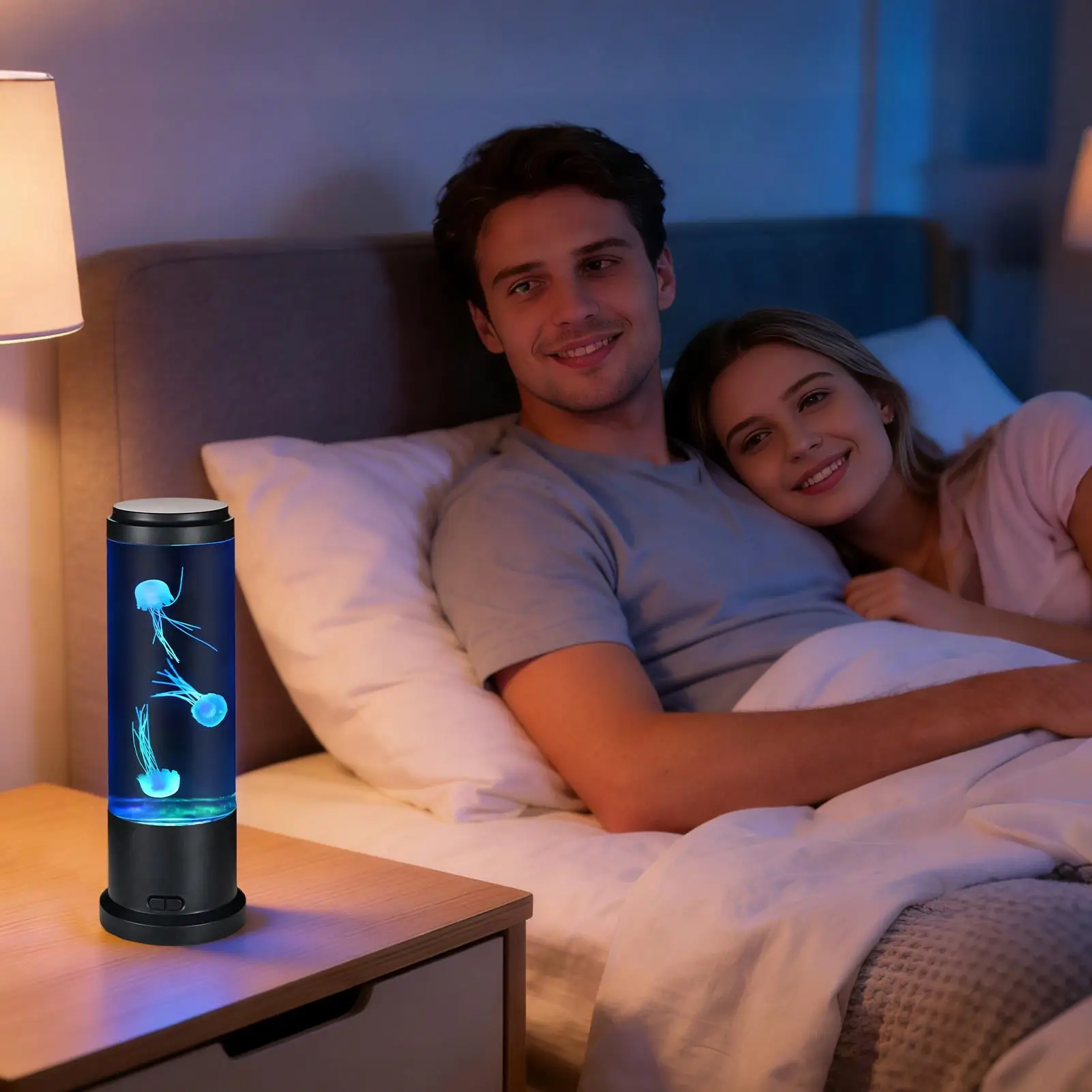 해파리 조명 7가지 색상 설정 조용한 분위기 수족관 조명 해파리 장식 테이블 램프 가정 침실 학교 기숙사 야간 조명