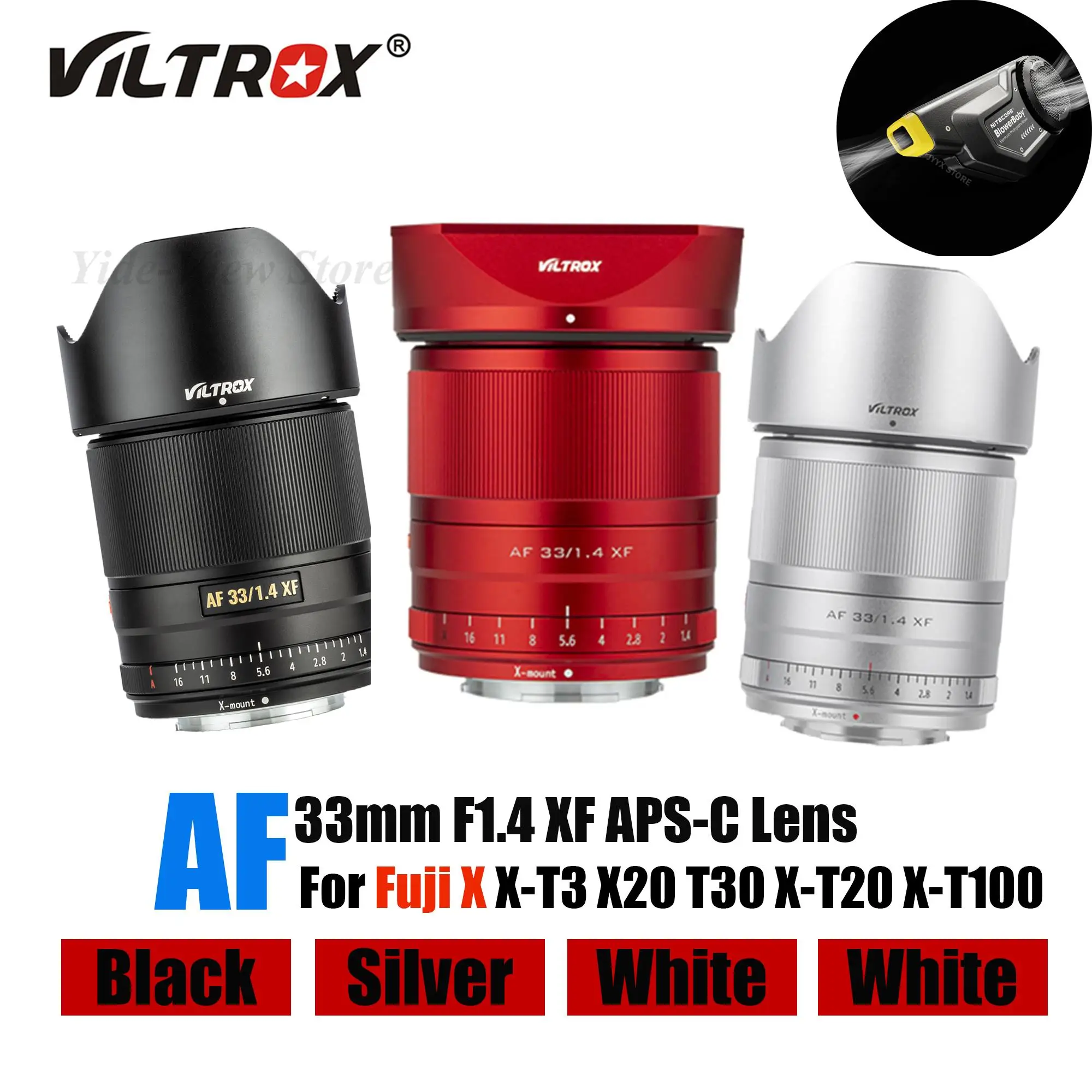 Viltrox 33mm f1.4 STM Camera Lens Auto Focus Portrait Lens APS-C For Fuji X  Mount Camera X-T3 X20 X-T30 X-T20 X-T100 X-Pro2