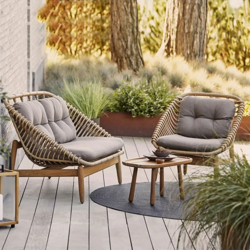 

Garden Outdoor Teak Rattan Sofa Set