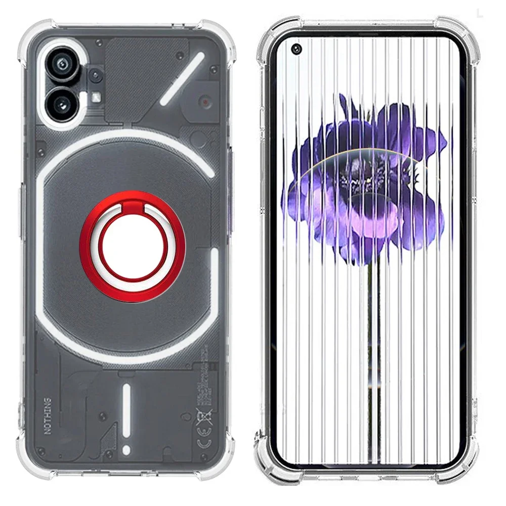 Magnetic Ring Stand Holder Case - Transparent Airbag Soft TPU Shockproof Cover
