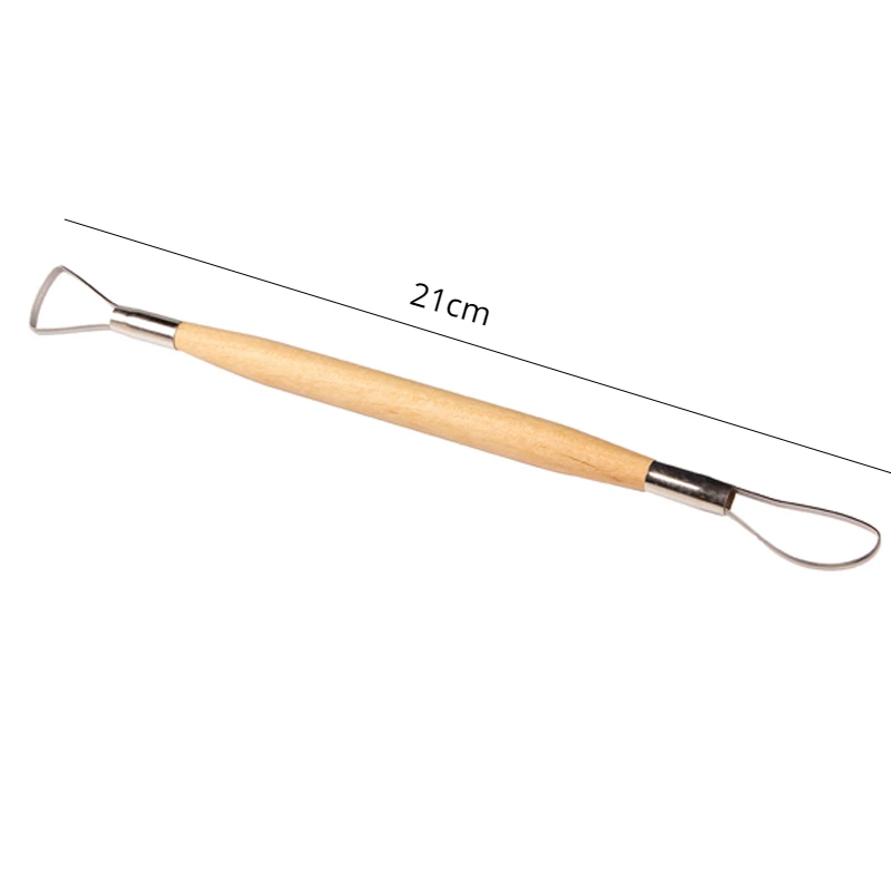 6PCS Wood Handle Wax Pottery Clay Sculpture Carving Tool DIY Craft Set Wood Knife Handle Sculpture Carving Wax Tool