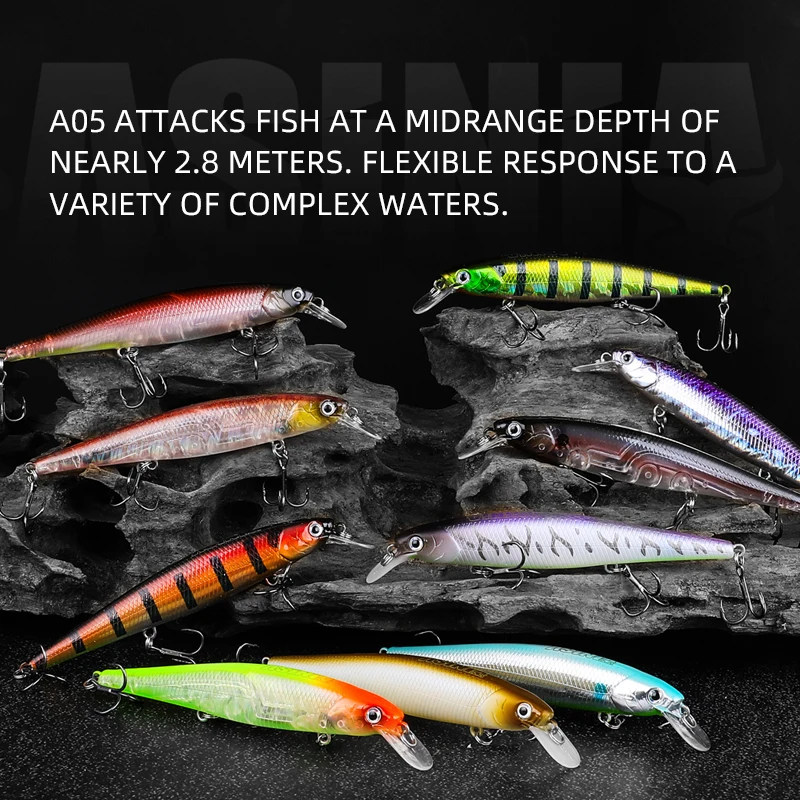 ASINIA Premium 97mm Hard Bait: 10-Color Professional Minnow