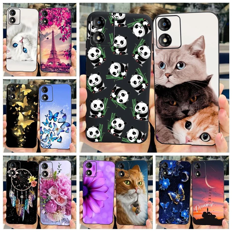 Per Motorola Moto E13 Custodia Cute Cat Panda Cover Posteriore Verniciata Custodie Morbide In Silicone Per Motorola Moto E13 E 13 Motoe13 Paraurti