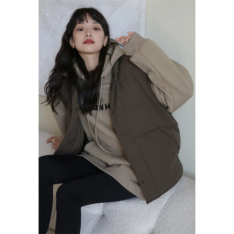 

Sandro Rivers Women's Winter 2022 New Short Loose Versatile Outerwear Down Vest Coat