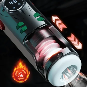Automatico Masturbatore Maschile Tazza Telescopica Succhiare Figa Riscaldata Macchina Per Pompini Spinta Vibrazione Masturbazione Giocattolo Del Sesso per Gli Uomini