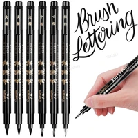 4Pcs/Set Calligraphy Pen Hand Lettering Art Pens Brush Ink Lettering Pens Markers for Writing Drawing Black Ink Pens Art Marker 3